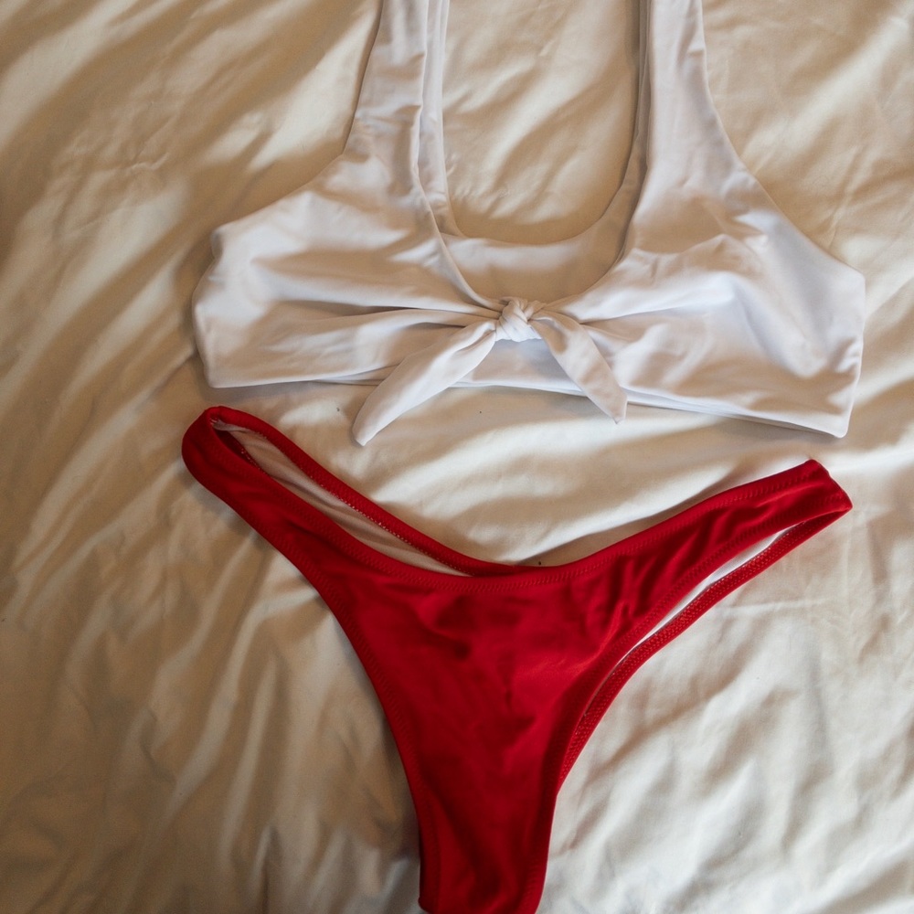 Tie top. Cheeky bathing suit